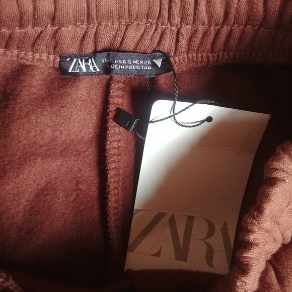NEW WITH TAGS Zara cotton blend soft brown joggers sweatpants Small - Picture 15 of 15
